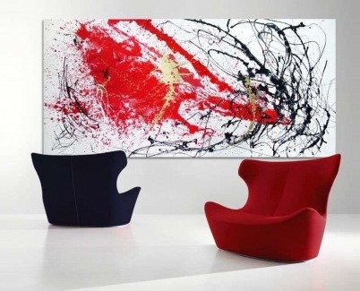 black white and red artwork