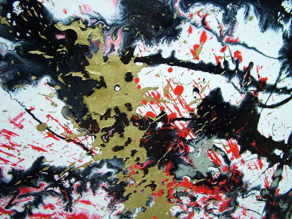 Large red white and black abstract art original painting