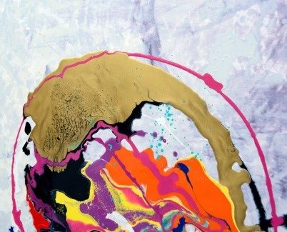 metallic blue swirls of paint art painted in blue metallics