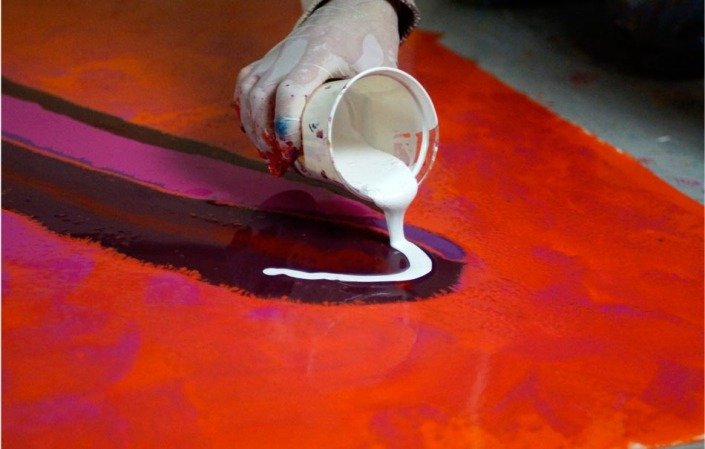 pouring white paints