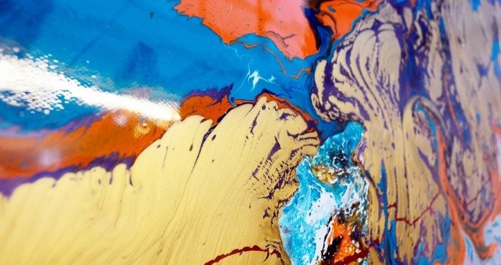 aqua blue and gold paints