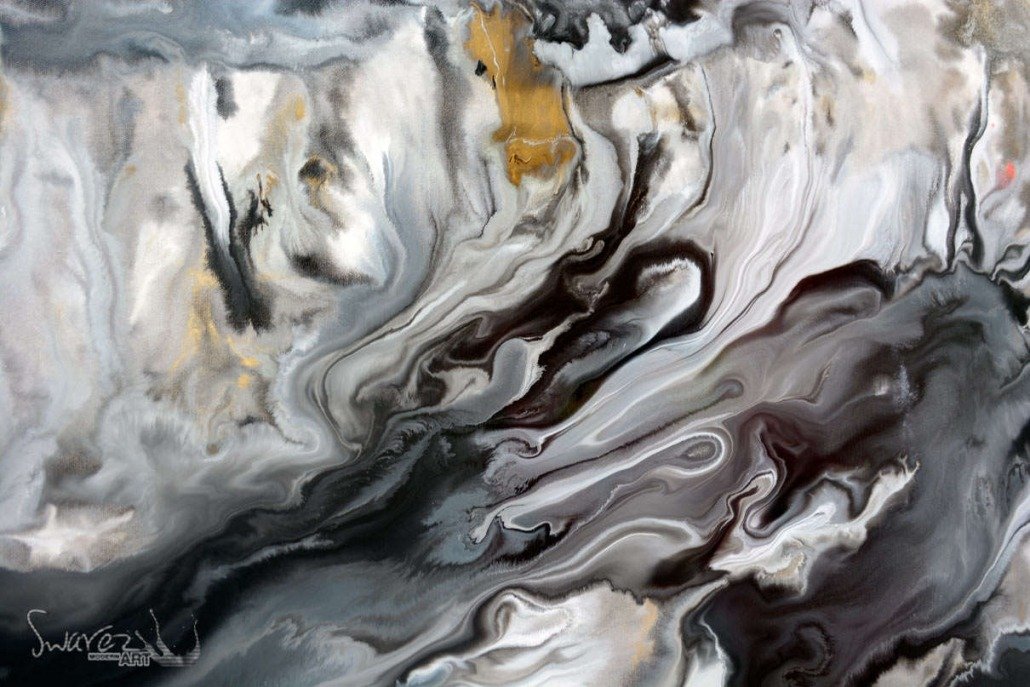 gold and black art on canvas