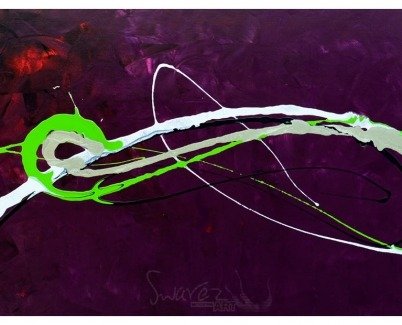 Purple and lime green coloured art
