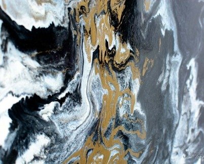Gold coloured paint on canvas