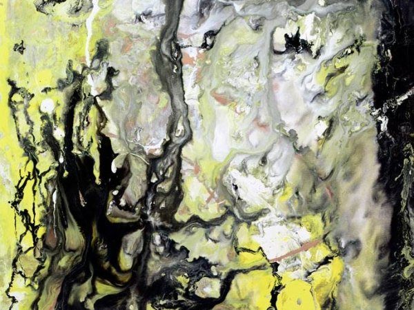 Mustard yellow and black painting (1) Mustard yellow paint mixed with black and gold