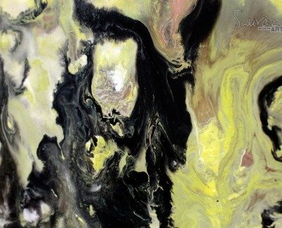 Mustard yellow and black painting (2) yellow and black paints on canvas