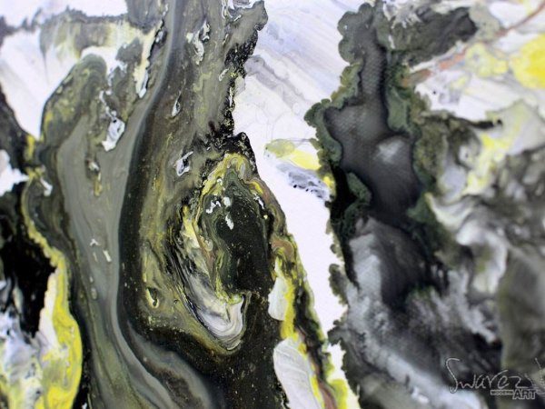 Mustard yellow and black painting (3) a selection of mixed white and black paints