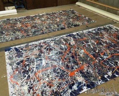 Two Pollock-inspired canvases