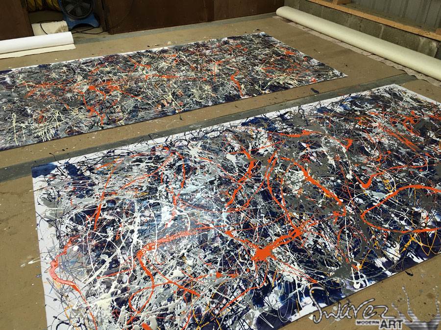 Two Pollock-inspired canvases
