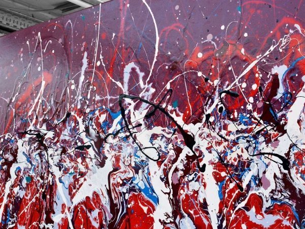 purple and red paint on canvas