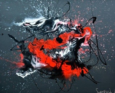 Large red and black art