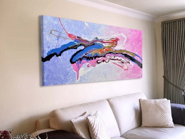 Lilac and pink based abstract painting
