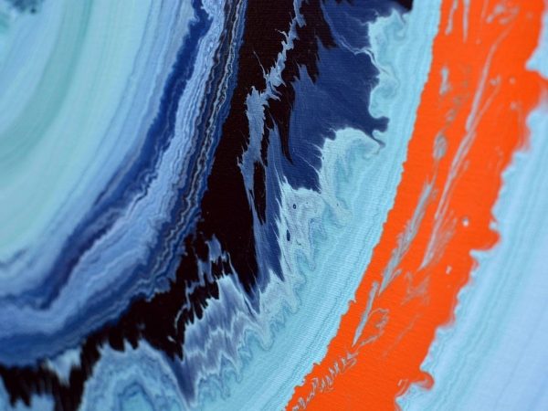 orange and blue paint on canvas