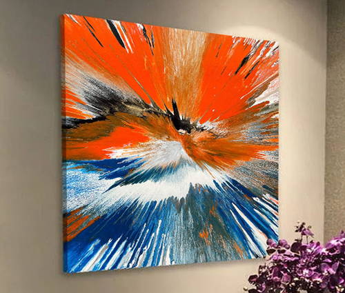 square-blue-and-orange-abstract-art-on-a-wall
