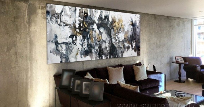 giant abstract art in a penthouse apartment