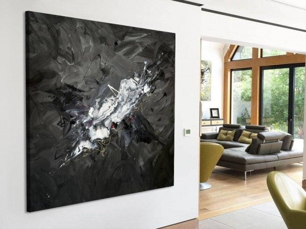 black and grey art in living space