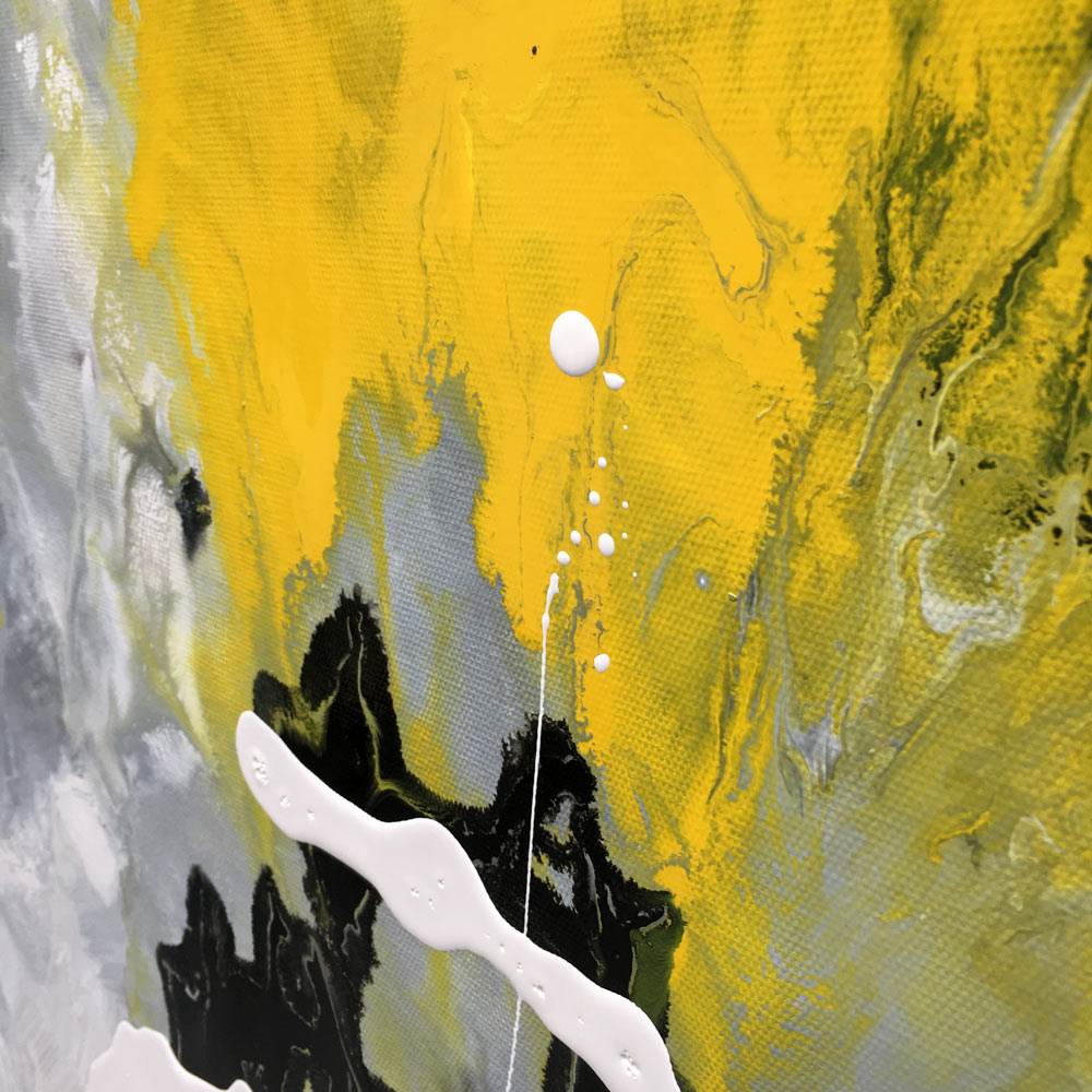 Grey and yellow abstract art painting | 'Euphoria' original art