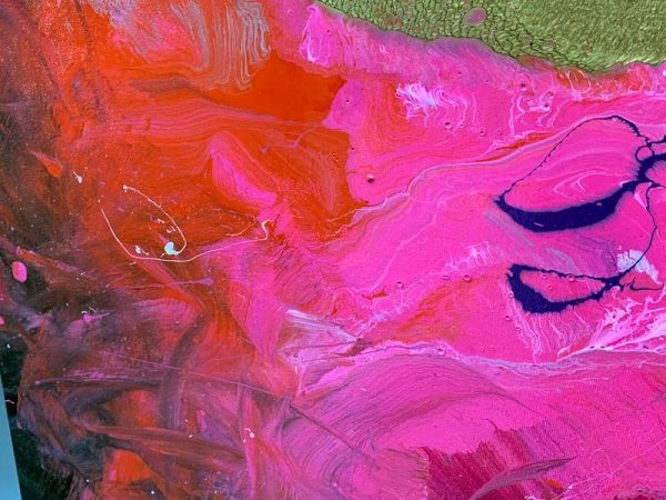 hot pink paint on canvas