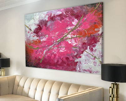 pink and gold large painting