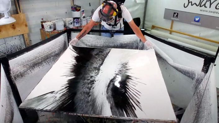 BLACK AND WHITE SPINNING PAINTINGS