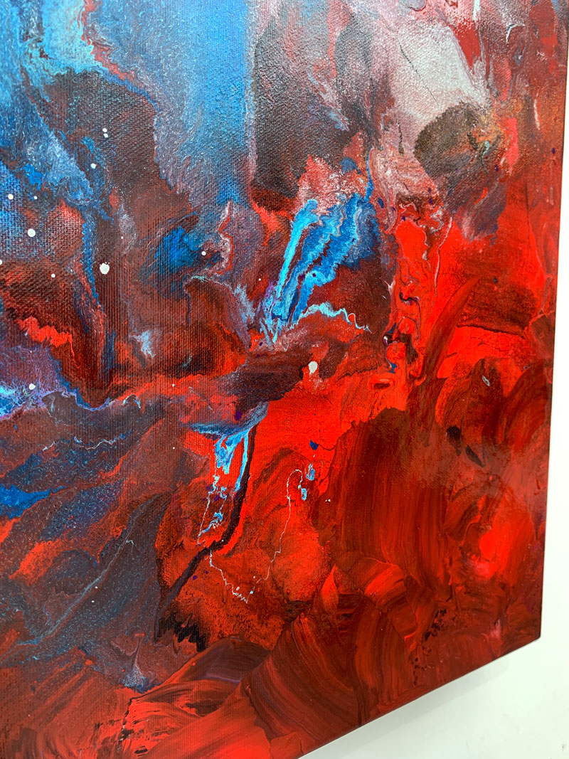 Red And Blue Original Abstract Painting Night Wave By Swarez Red And Blue Original Abstract Painting Night Wave By Swarez