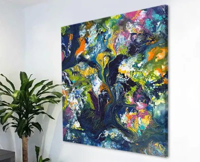 swirling green and blue art