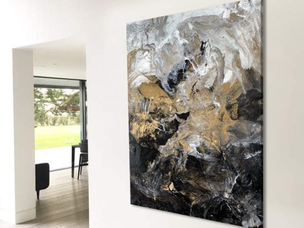 large gold and black abstract art
