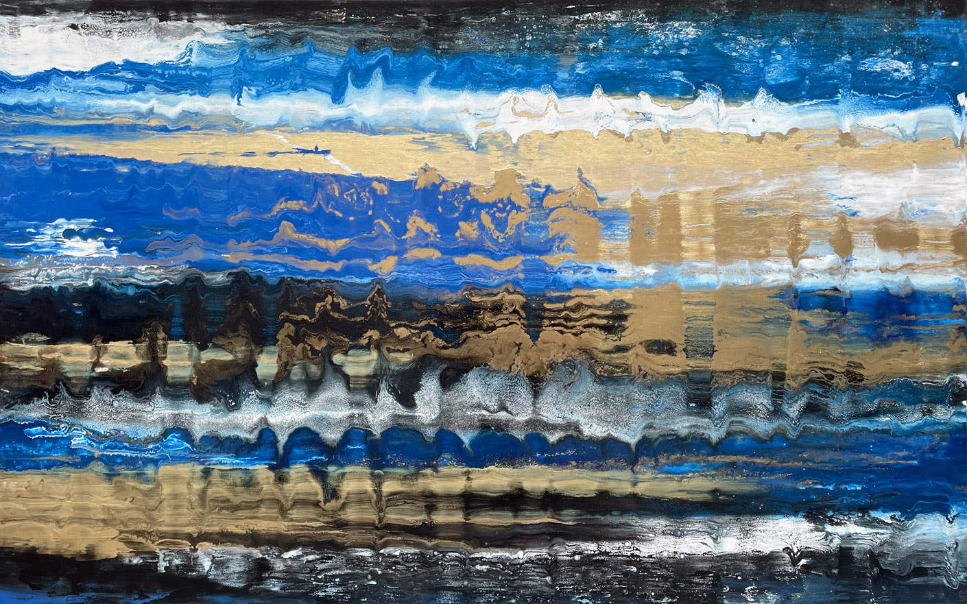 Distant Shores blue gold art by Swarez