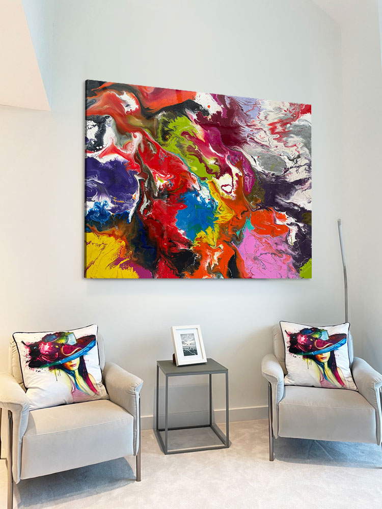 Big multi coloured abstract art work - original large art by Swarez