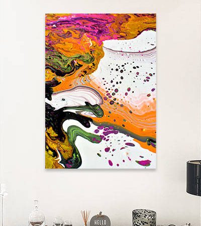 orange and white abstract print