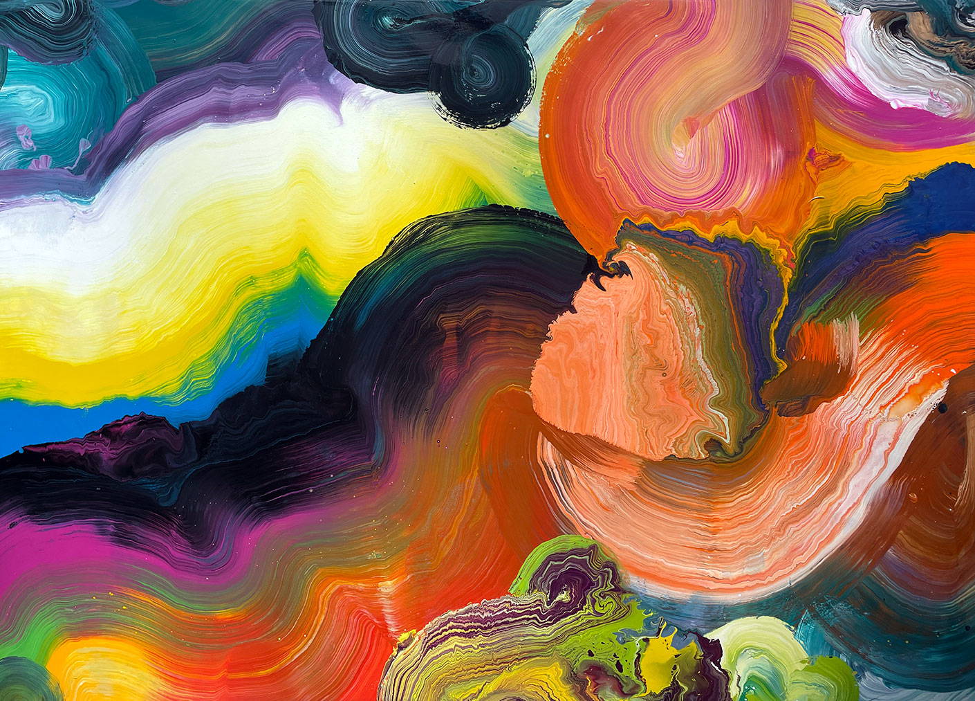 Very big abstract painting with huge vibrant colors; 'Sun Chaser'