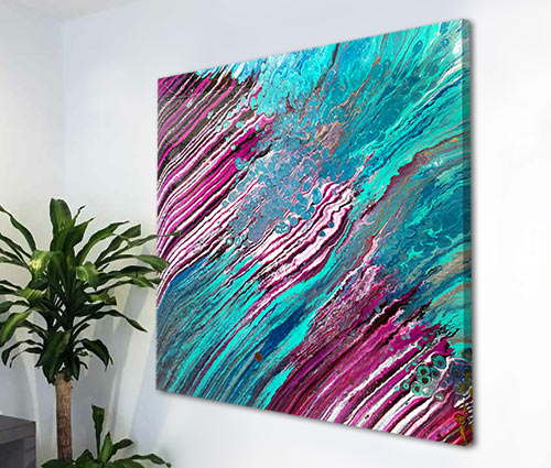 pink and turquoise art