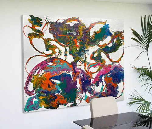 big multi color abstract painting