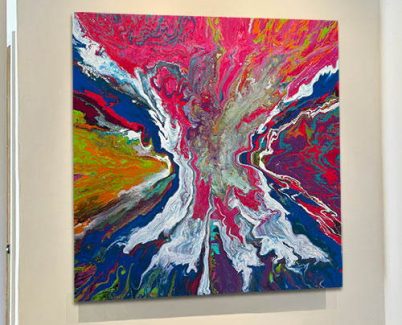 blue and pink painting