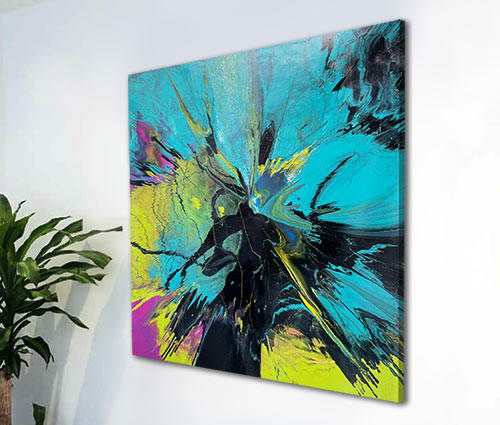 turquoise and black art