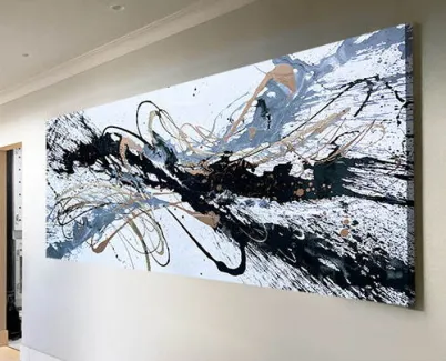 black white and gold painting