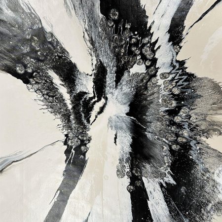 small original abstract art in black white and cream called Echo