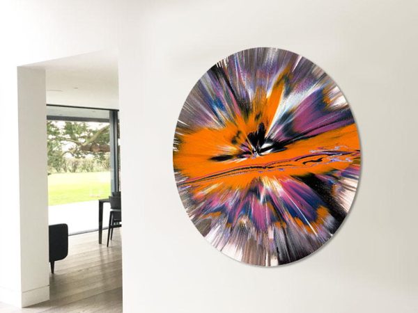 circular painting with purple and orange