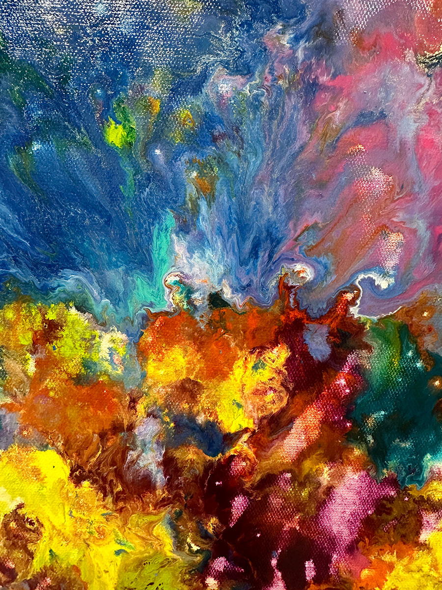 Small colourful abstract painting for sale - 'Reanimate' by Swarez