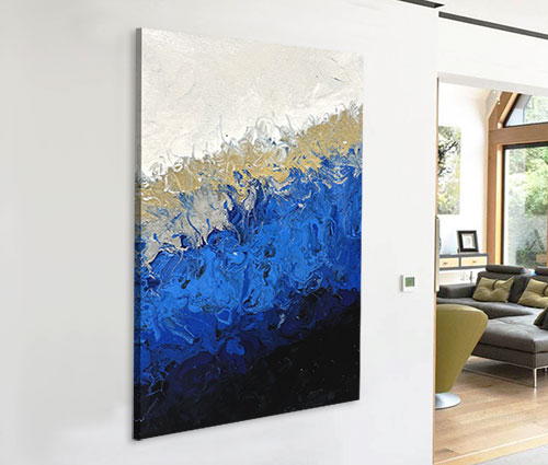 blue gold and black large art
