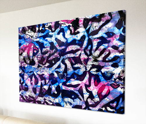 blue pink and black abstract art