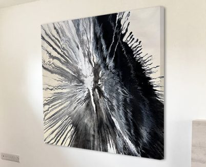 black and white spin painting