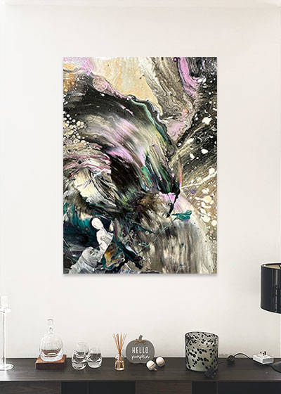 black and grey art print
