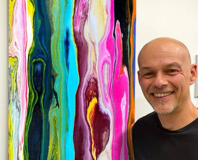 MOVING-PICTURES acrylic art print acrylic art print multi color lines