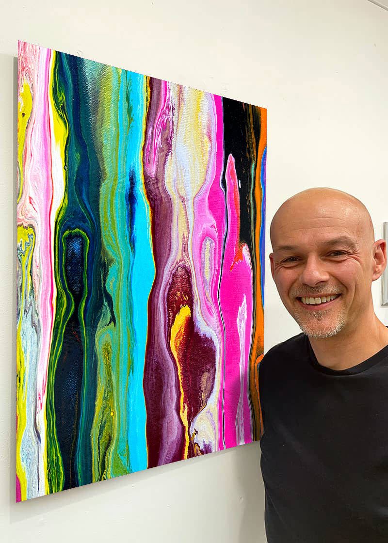 MOVING-PICTURES acrylic art print acrylic art print multi color lines