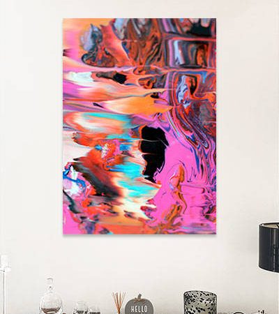 peach and red art print