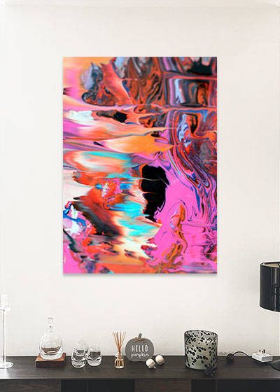 peach and red art print