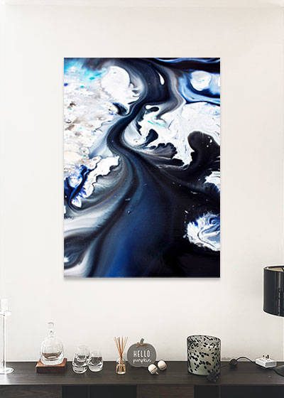 black and blue art print