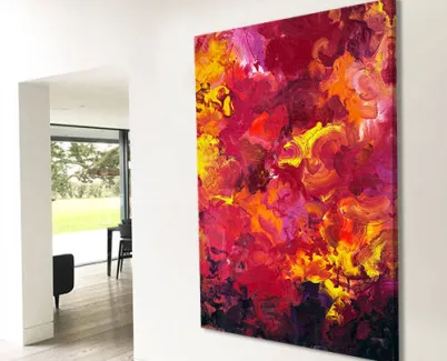 yellow and red abstract painting