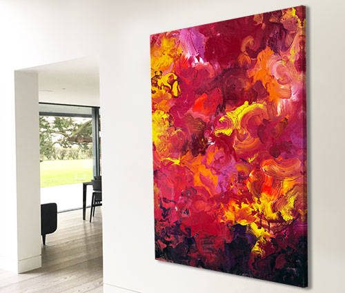 yellow and red abstract painting